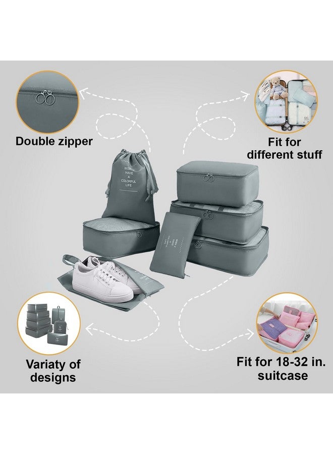 Kuber Industries Kuber Industries Set of 7 Travel Organizer | 3 Packing Cubes + 3 Pouches + 1 Toiletry Bag | Travel Luggage Organizer | Luggage Bag for Bra-Pantry-Socks-Shoe-Cosmetics | ZH024GY | Gray  - Image 3