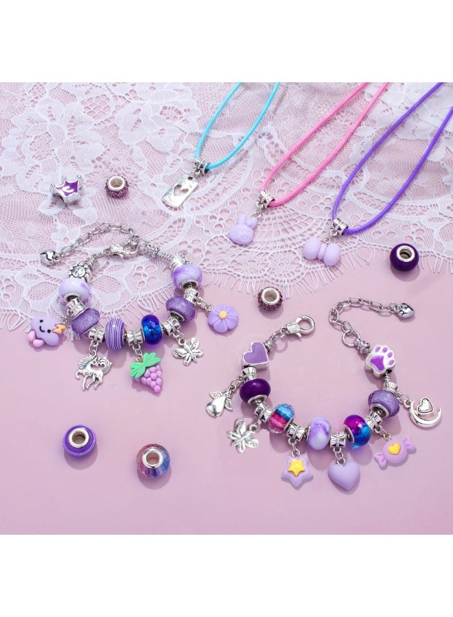 كابسترو طقم صنع أساور ساحرة (٦٧ قطعة) للبنات - طقم صنع مجوهرات بنفسجي مع أساور على شكل سلسلة ثعبان، وحبال، وخرز، ودلايات، وعلبة هدايا | طقم صنع مجوهرات اصنعها بنفسك للأطفال من ٦ إلى ١٢ عامًا - Image 5