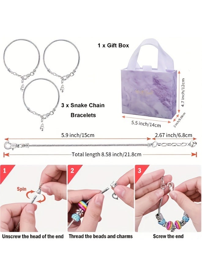 كابسترو طقم صنع أساور ساحرة (٦٧ قطعة) للبنات - طقم صنع مجوهرات بنفسجي مع أساور على شكل سلسلة ثعبان، وحبال، وخرز، ودلايات، وعلبة هدايا | طقم صنع مجوهرات اصنعها بنفسك للأطفال من ٦ إلى ١٢ عامًا - Image 4