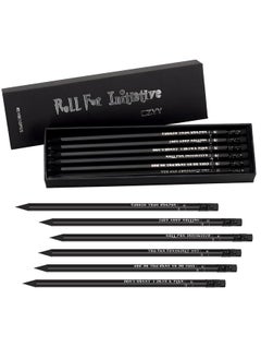 CZYY DND Pencils Set of 12 - Silver Foil Stamped with RPG Slogans & D6 Dice Numbers - Hexagon 2HB Tabletop Gaming Pencil with Eraser - Must-Have Tools, Accessories and Gifts for DM and Player (Style A)  - Image 1