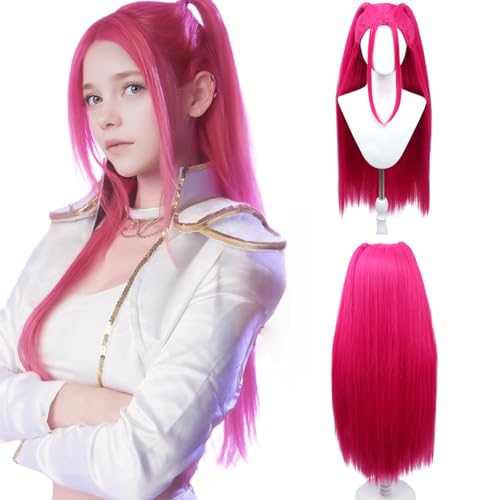 WTHCOS Long Hot Pink Wigs for Kids Cartoon Movie Halloween Cosplay Costume Animie Wig - Image 1