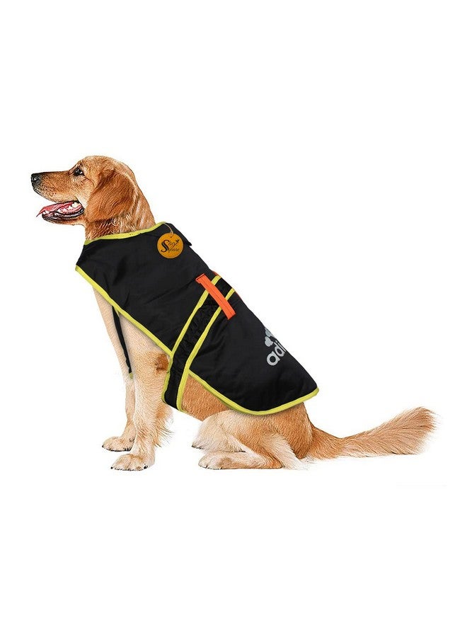 Sage Square Premium Thicker Fleece Ultra Warm Windproof Printed Winter Coat For Dogs For Cold Weather(Medium) (18 Inches) (Black) - Image 1