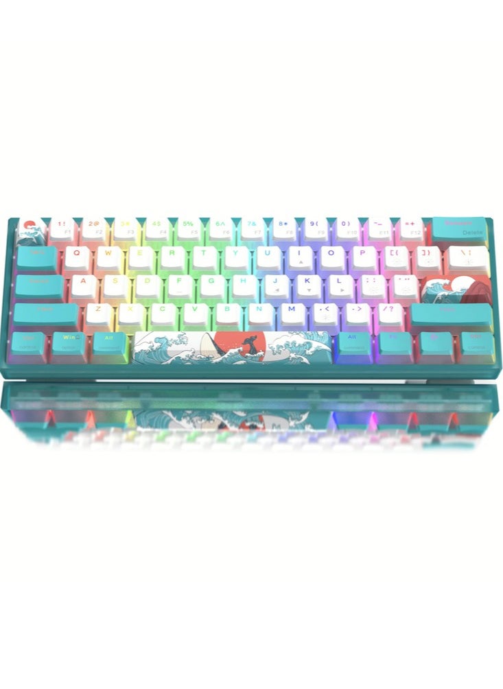 Womier - Womier 60% Percent Keyboard, WK61 Mechanical RGB Wired Gaming Keyboard, Hot-Swappable Keyboard with Blue Sea PBT Keycaps for Windows PC Gamers - Linear Red Switch - Image 1