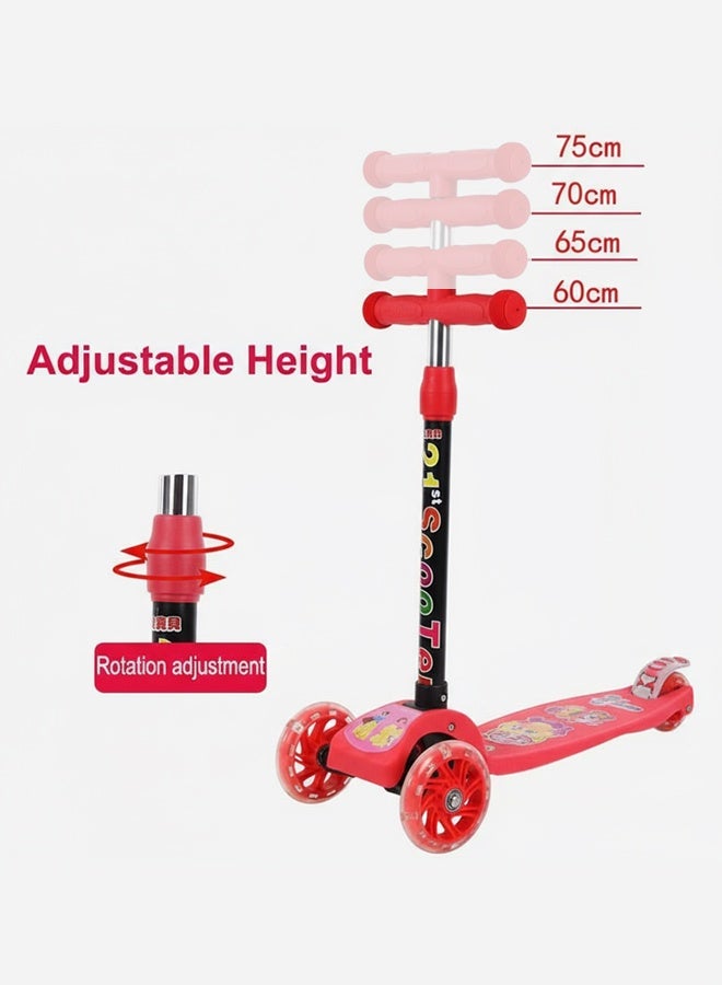 ام جي سكوتر قابل للطي بثلاث عجلات للأطفال | سكوتر للأطفال الصغار مزود بعجلات تضيء بـ LED | ارتفاع قابل للتعديل وأفضل هدية للأطفال - أحمر - Image 3
