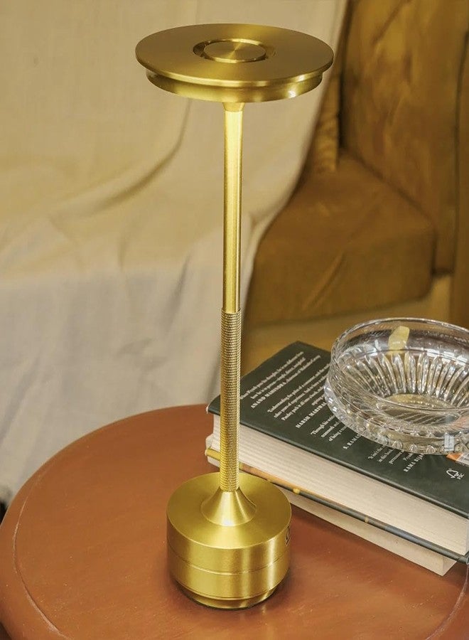Chronos Metal Aureola Cordless LED Table Lamp (Gold) - USB Rechargeable Portable Touch Control Dimmable 3 Light Color Tunable Table Lamp for Hotel,Cafe,Restaurant or Home for Bedside,Center or Dining - Image 3