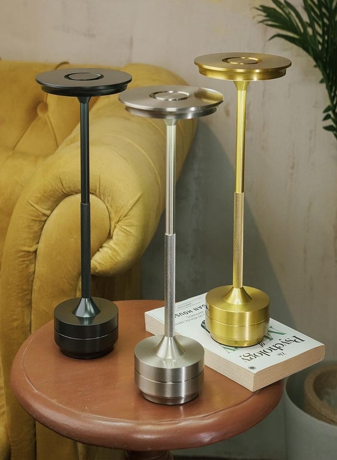 Chronos Metal Aureola Cordless LED Table Lamp (Gold) - USB Rechargeable Portable Touch Control Dimmable 3 Light Color Tunable Table Lamp for Hotel,Cafe,Restaurant or Home for Bedside,Center or Dining - Image 2