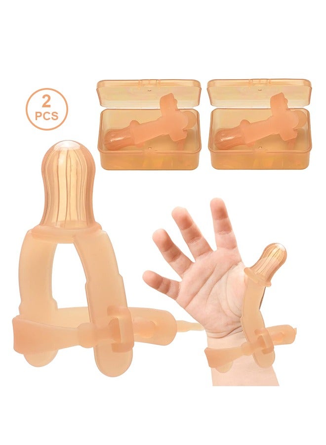 2Pcs Thumb Sucking Stop, Adjustable Thumb Guard for Thumb Sucking Silicone Thumb Sucking Treatment Kit for 3-36 Months Baby, Maximum for 1.95”-1.5" Wide Wrist - Image 1