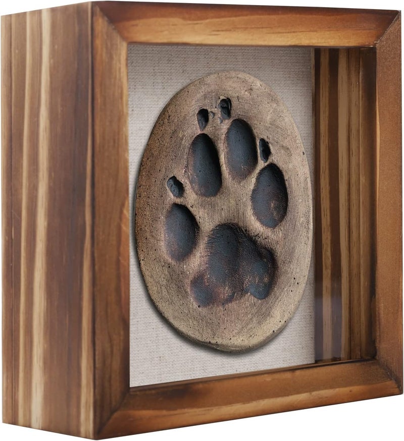 1DOT2 5x5 Small Shadow Box Frame Display Case, Grade A Natural Pine Wood HD Glass Front Soft Linen Back, 1.2 inches Interior Depth-Carbonized Black - Image 1