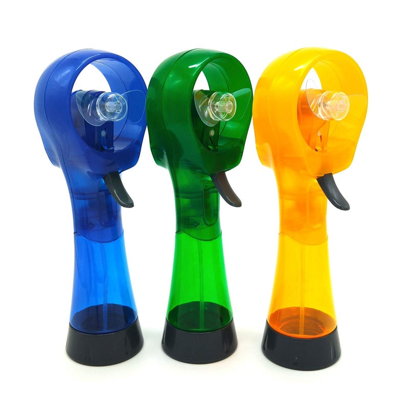 CEBUY CEBUY Handheld Water Misting Fan Mist Spray Fans for Outside Portable 3 Pack Sky BlueGreenYellow 