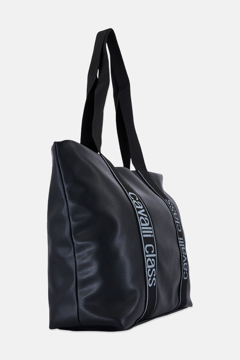 Cavalli Class Women Brand Logo Totes Bag, Black - Image 3