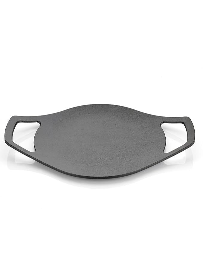 NIRLON Pre-Seasoned Cast Iron Concave Tawa/Roti Tawawith Double Handle | 24cm| Gas & Induction Friendly | Naturally Nonstick, 100% Pure & Toxin-Free, No Chemical Coating - Image 1