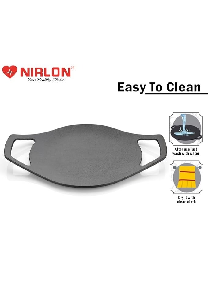 NIRLON Pre-Seasoned Cast Iron Concave Tawa/Roti Tawawith Double Handle | 24cm| Gas & Induction Friendly | Naturally Nonstick, 100% Pure & Toxin-Free, No Chemical Coating - Image 3