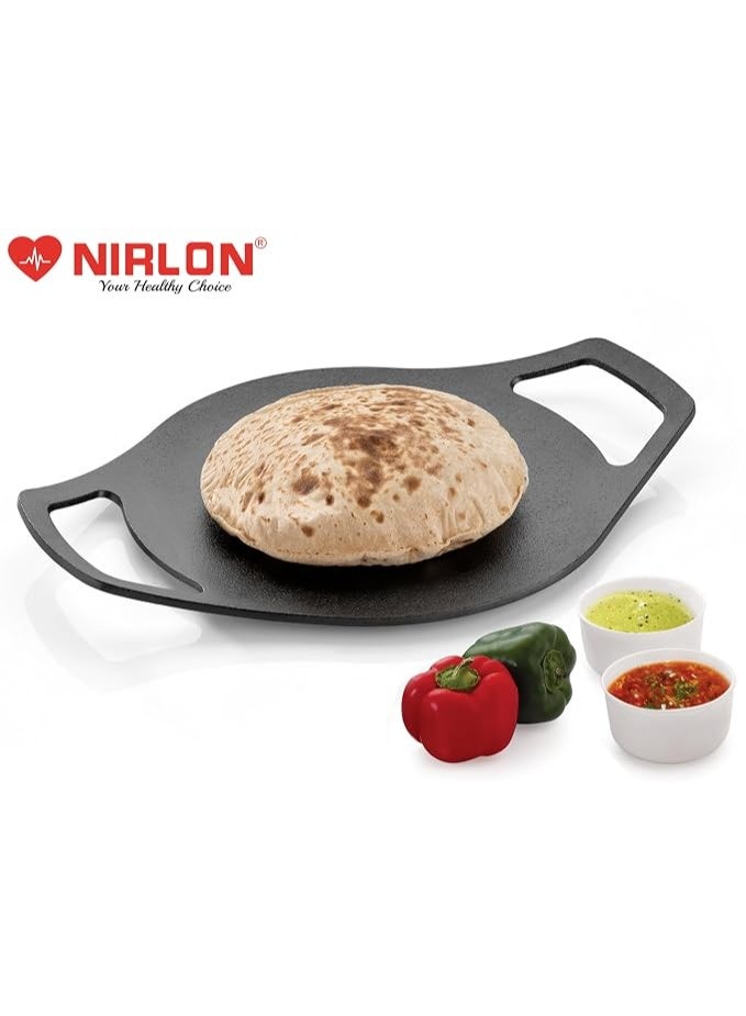 NIRLON Pre-Seasoned Cast Iron Concave Tawa/Roti Tawawith Double Handle | 24cm| Gas & Induction Friendly | Naturally Nonstick, 100% Pure & Toxin-Free, No Chemical Coating - Image 4