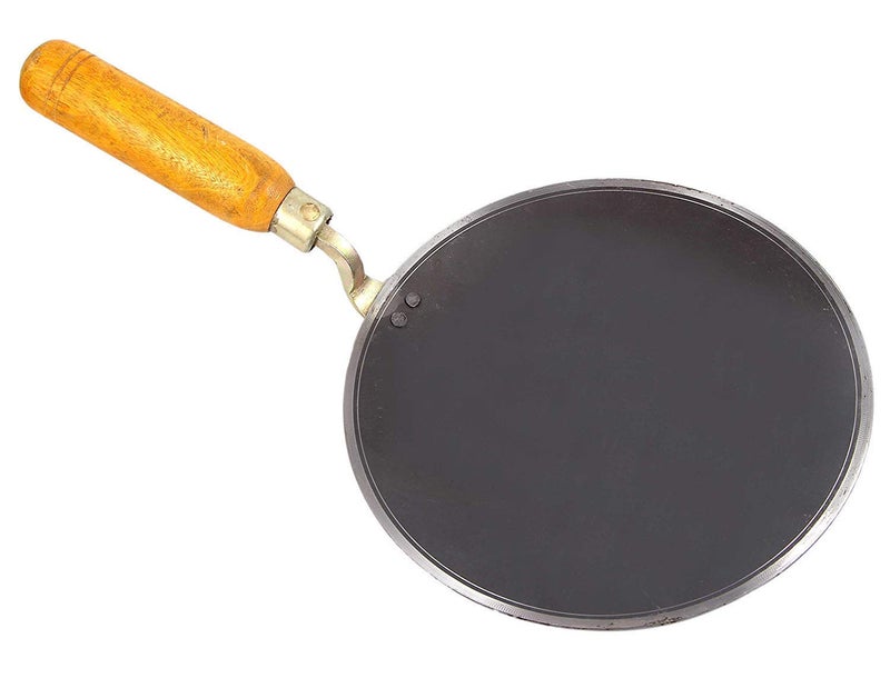 KITCHEN SHOPEE 9 Inch 2286 cm Iron Tawa with Wooden Handle Original Handmade Loha Iron Lokhand RotiChapati - Image 1