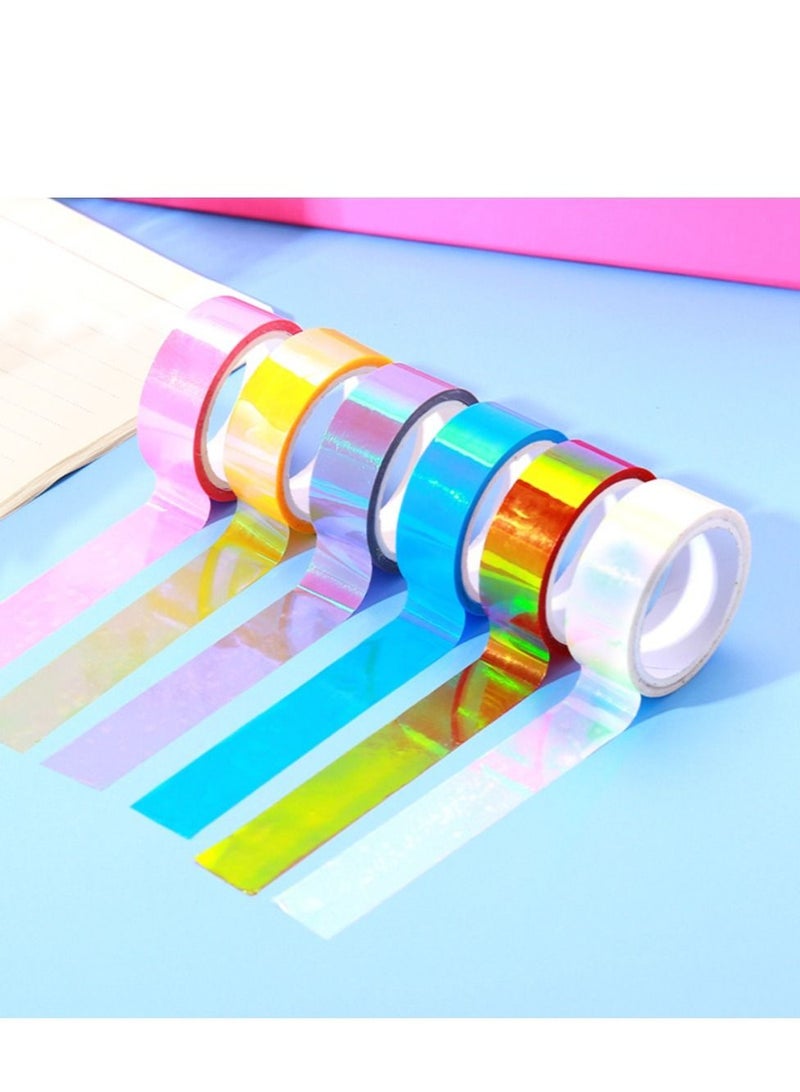 SYOSI Holographic Tape Assorted Colored Set Decorative Prismatic Glitter Hoops for DIY Arts Crafts Decoration Scrapbooking Gifts Wrapping 6 Rolls - Image 1