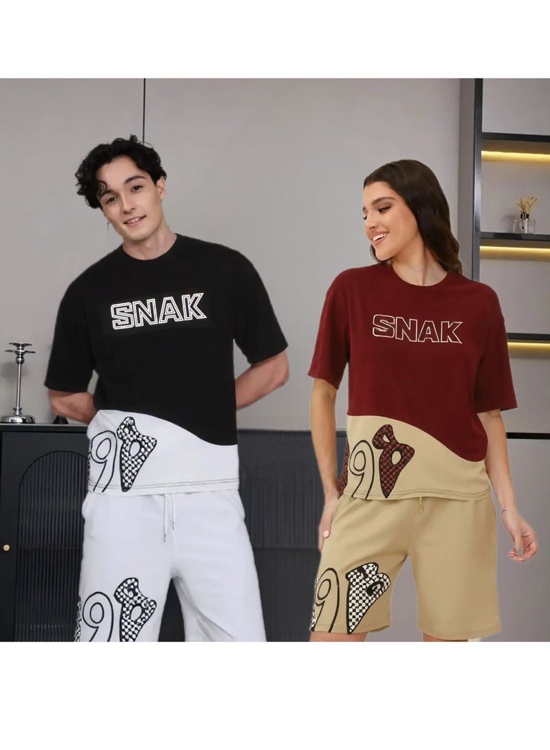 طقم شورت اوفر سايز كامل للجنسين