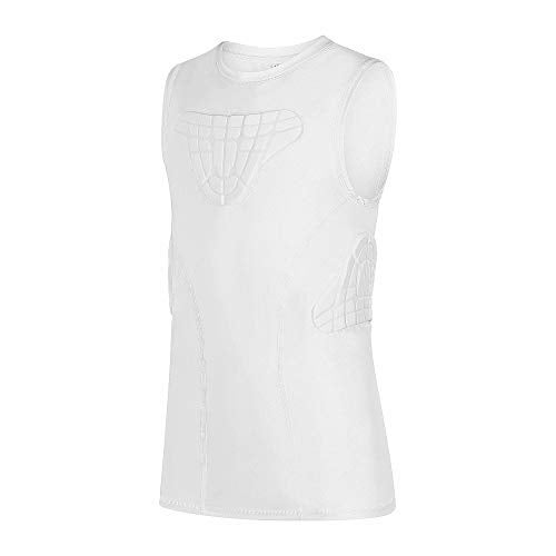 TUOYR Youth Padded Compression Shirt Kids Boys Pad Sleeveless Vest Protective Shirts Rib Chest Protector for Football Baseball Basketball（4-pad - Image 1