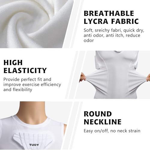 TUOYR Youth Padded Compression Shirt Kids Boys Pad Sleeveless Vest Protective Shirts Rib Chest Protector for Football Baseball Basketball（4-pad - Image 4
