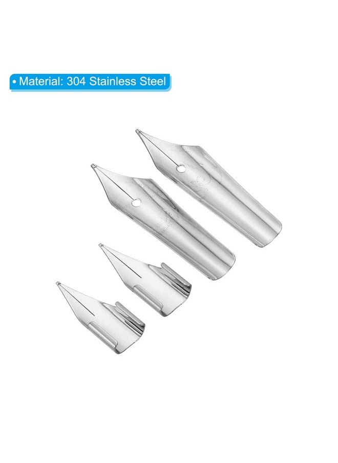 PATIKIL - 4 Size Line Width Fountain Pen Nib Replacement, 8 Pack 304 Stainless Steel Ink Dip Calligraphy Pen Nib For Drawing Writing, Silver - Image 1