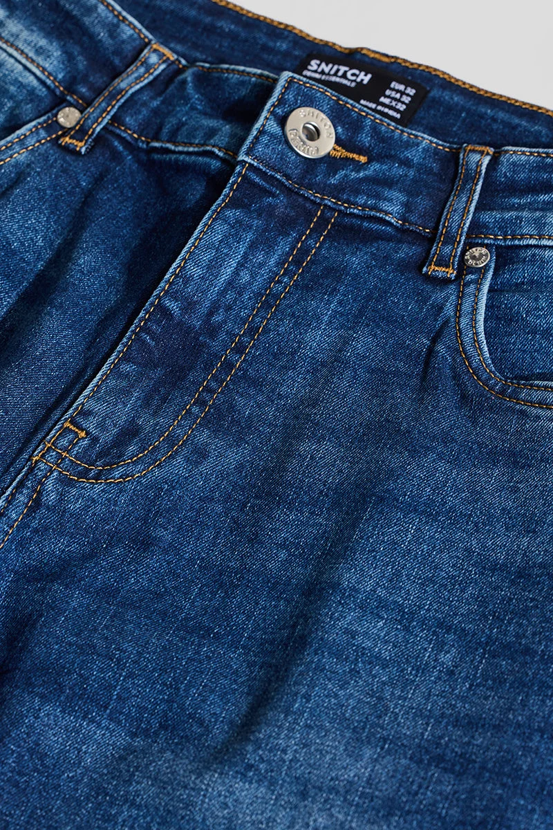 SNITCH Dark Blue Mid Rise Bootcut Jeans