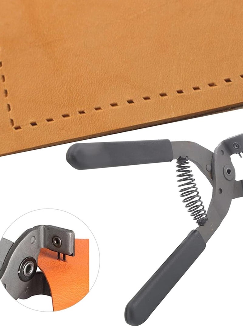 GGOOT Punch Plier Hand Held Silent 4mm 4 Prong Leather Craft Hole Punching Tool, Hardware Tools for Belts Saddles, High Carbon Steel with Plastic Handle, Maximum Jaw Opening 10mm - Image 5