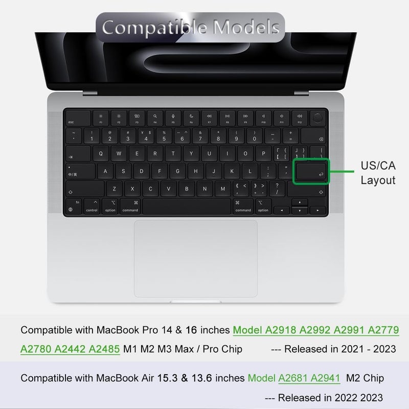 MasiBloom Silicone Keyboard Cover Skin for MacBook Air 15 inch M2 Chip (A2941) & 13.6" inch (A2681) Released in 2022 2023 Liquid Retina Display & Touch ID Protector Accessory US Layout (Arabic) - Image 2