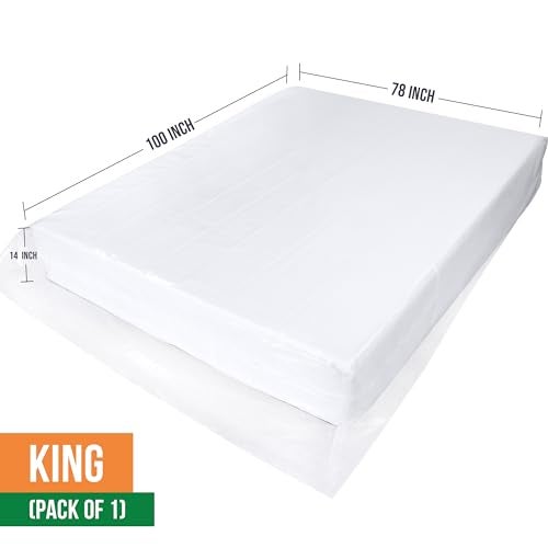 Utopia Home King Size Mattress Cover for Moving, 4 Mil Heavy Duty Plastic Mattress Bag for Disposal, Mattress Encasement Fits Mattresses up to 14 Inches, Mattress Bags for Moving - Image 2