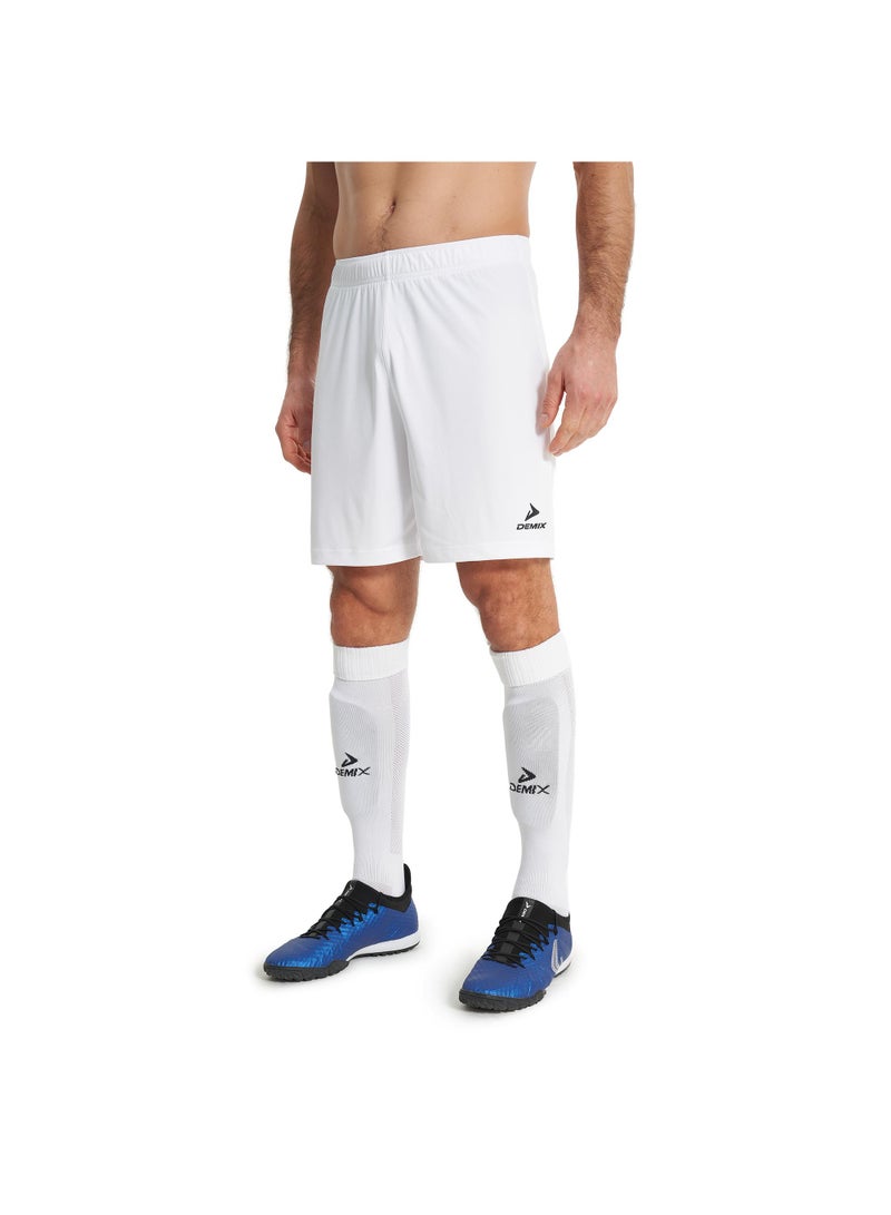 Demix Men’s Soccer Shorts - Demix Matchday White Lightweight & Breathable Sports Shorts with Moisture-Wicking Fabric & Adjustable Fit - Image 2