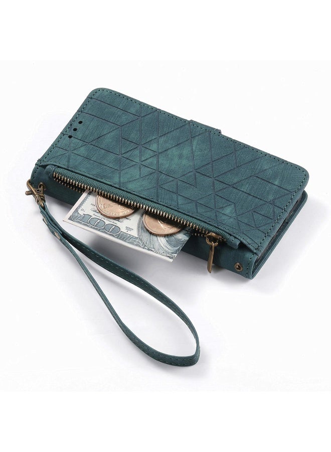 HuHa For Sony Xpreia Ace 3 Geometric Zipper Wallet Side Buckle Leather Phone Case(Green)  - Image 4