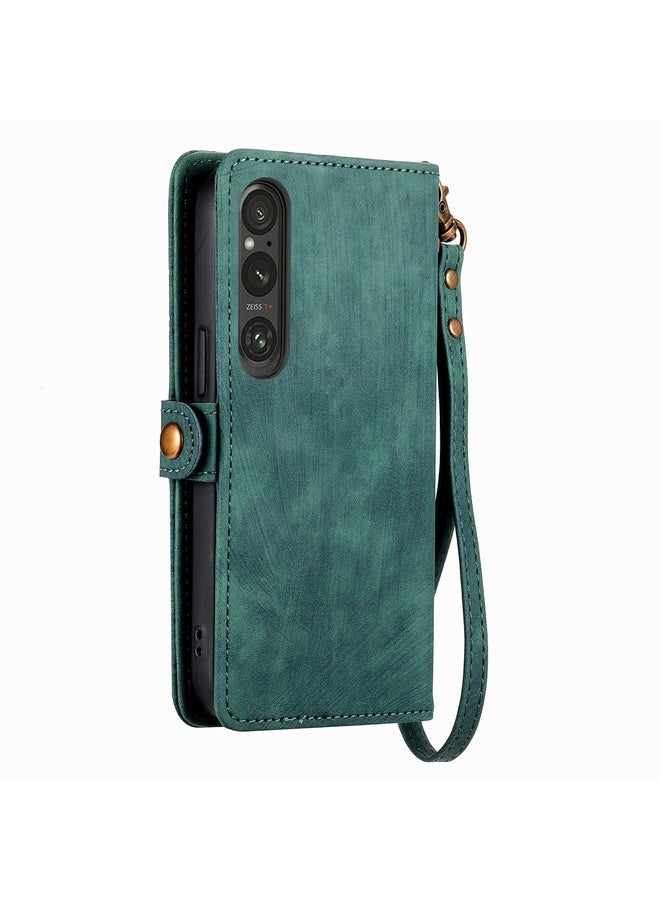 HuHa For Sony Xpreia Ace 3 Geometric Zipper Wallet Side Buckle Leather Phone Case(Green)  - Image 3