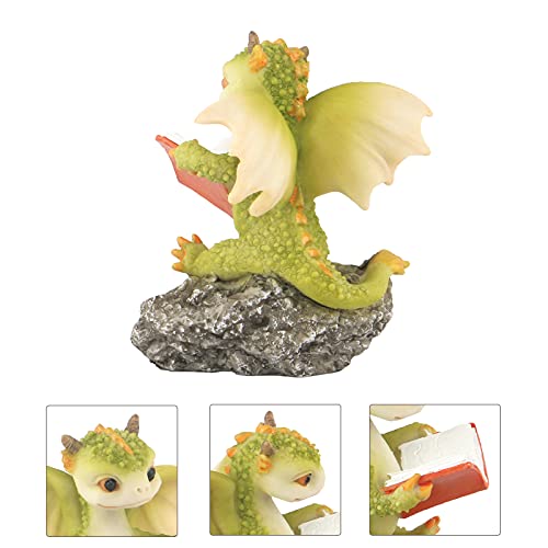 KEEPKAP Dragon Figurine Ornament Design Accessories Desktop (Dragon Reading On a Stone) - Image 5