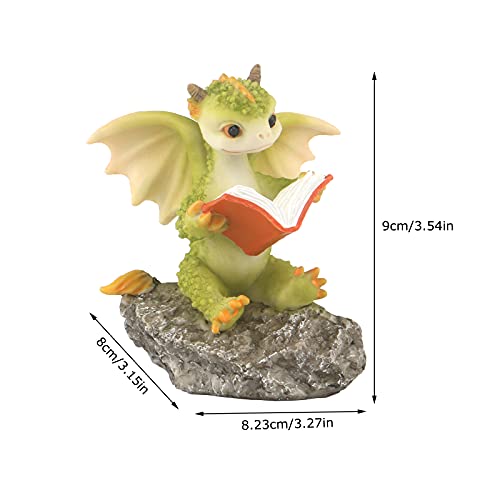 KEEPKAP Dragon Figurine Ornament Design Accessories Desktop (Dragon Reading On a Stone) - Image 2