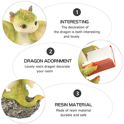 KEEPKAP Dragon Figurine Ornament Design Accessories Desktop (Dragon Reading On a Stone) - Image 4