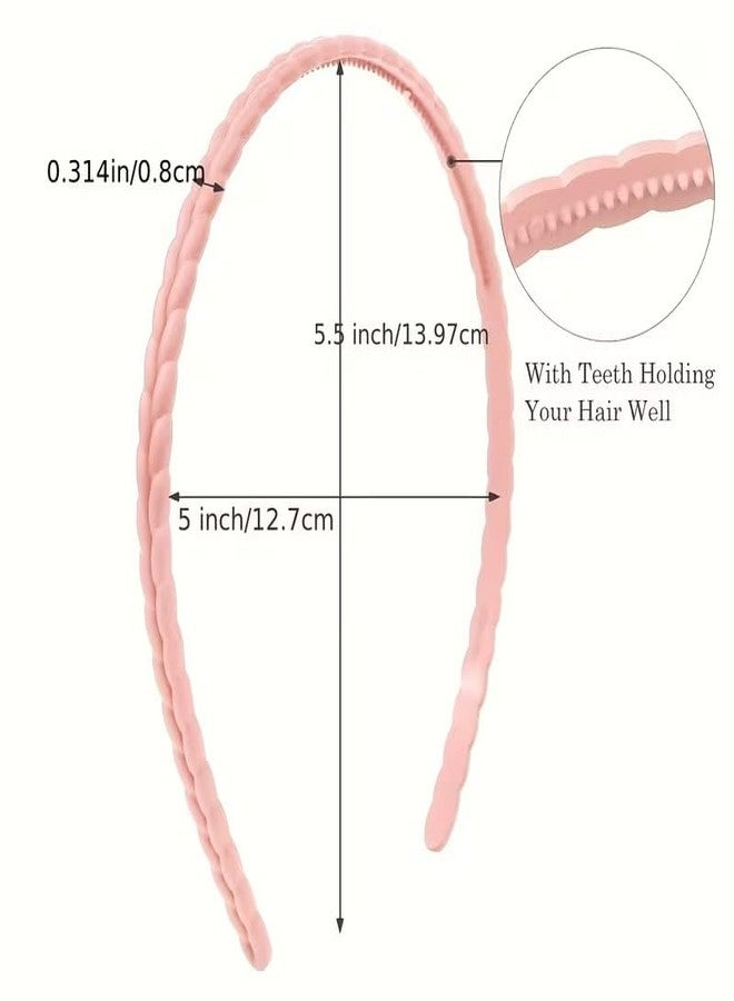 EPARTY مجموعة إي بارتي من 6 قطع من عصابات الرأس البلاستيكية الرقيقة للغاية والمزينة بأسنان للنساء والفتيات (متعددة الألوان) | حلقات شعر مانعة للانزلاق بتصميم سنابل القمح | عصابات شعر رفيعة بألوان زاهية لغسل الوجه والمدرسة والاستخدام اليومي - Image 3