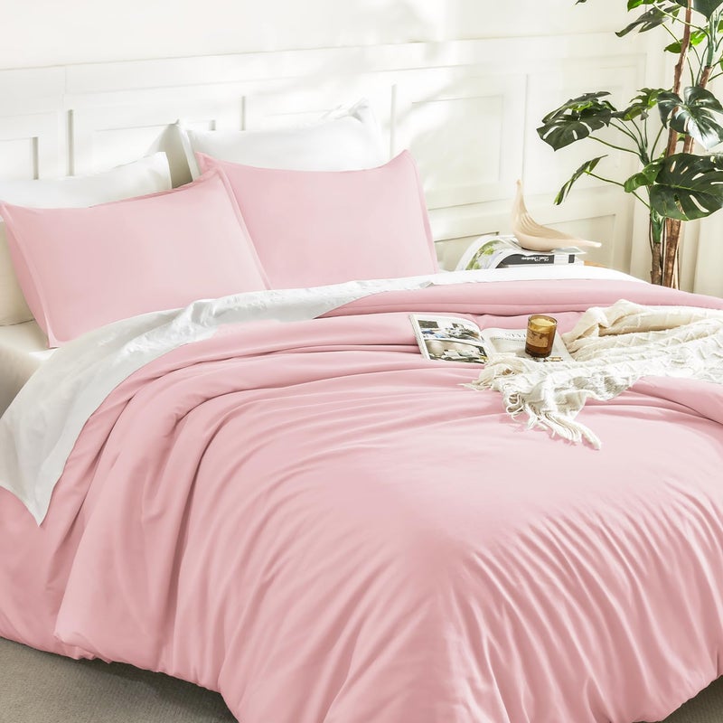 Litanika Pink Comforter Set Full Size, 3 Pieces Girls Women Cute Soft Solid Bedding Comforter Set, All Season Bed Set (79x90In Comforter & 2 Pillowcases) - Image 5