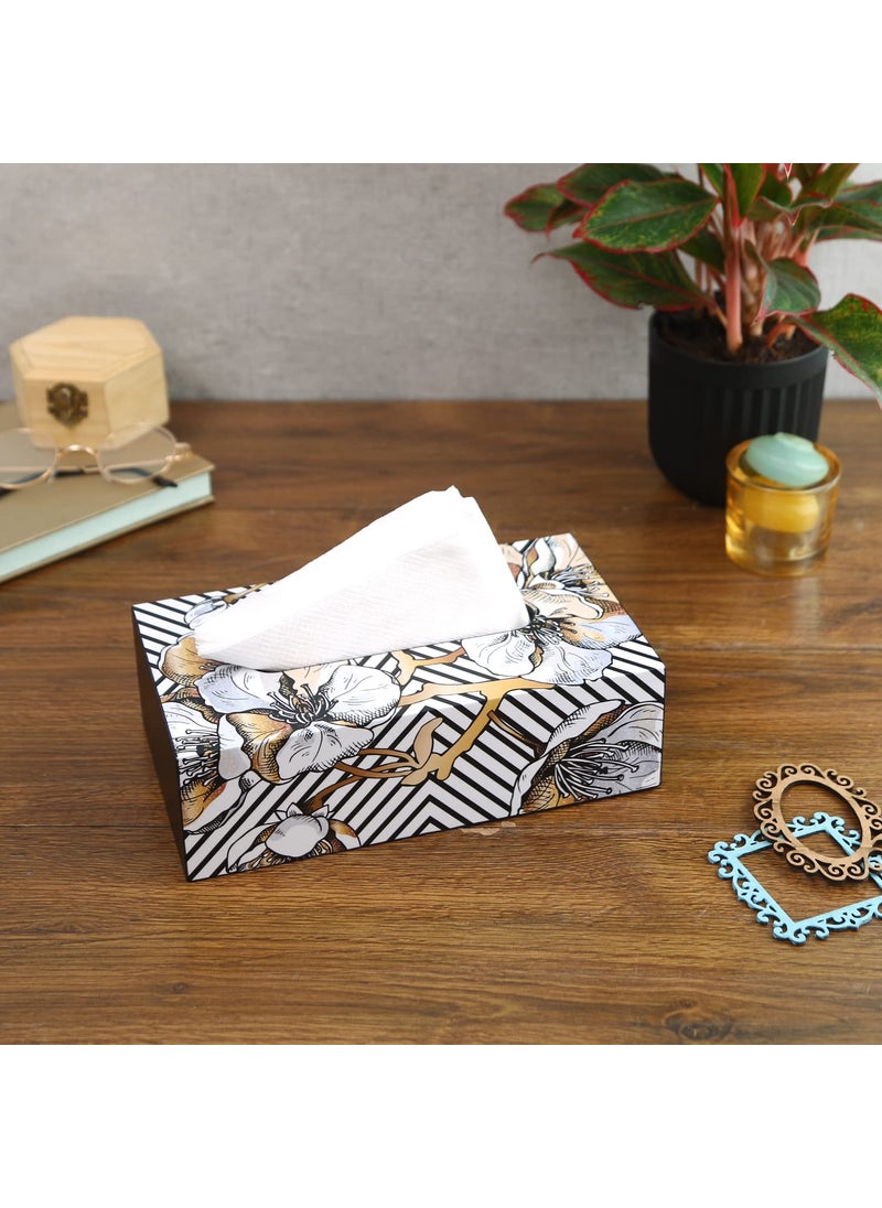 RF REINVENTION FACTORY Reinvention Factory Tissue Paper Box Holder 9 x 5 inch for Gifting Office Desks Cars Home Decor Dining Table Handcrafted Rectangular Napkin Holder Geometric Flower Tissue Paper Box  - Image 1
