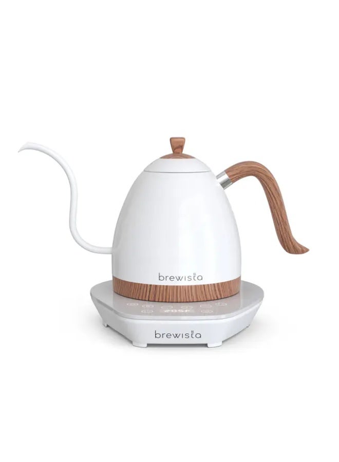 Brewista Artisan Electric Gooseneck Kettle 0.6L With Temperature Control Matte White With Wood