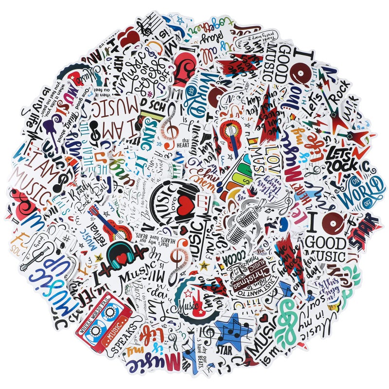 Chinco 300 Pcs Music Sticker Bulk for Kid Marching Band Sticker Musical Motivational Vinyl Waterproof Decal for Water Bottle Laptop Wall Scrapbook Skateboard Music Party Favor Class Xmas Teacher Gift Student - Image 2
