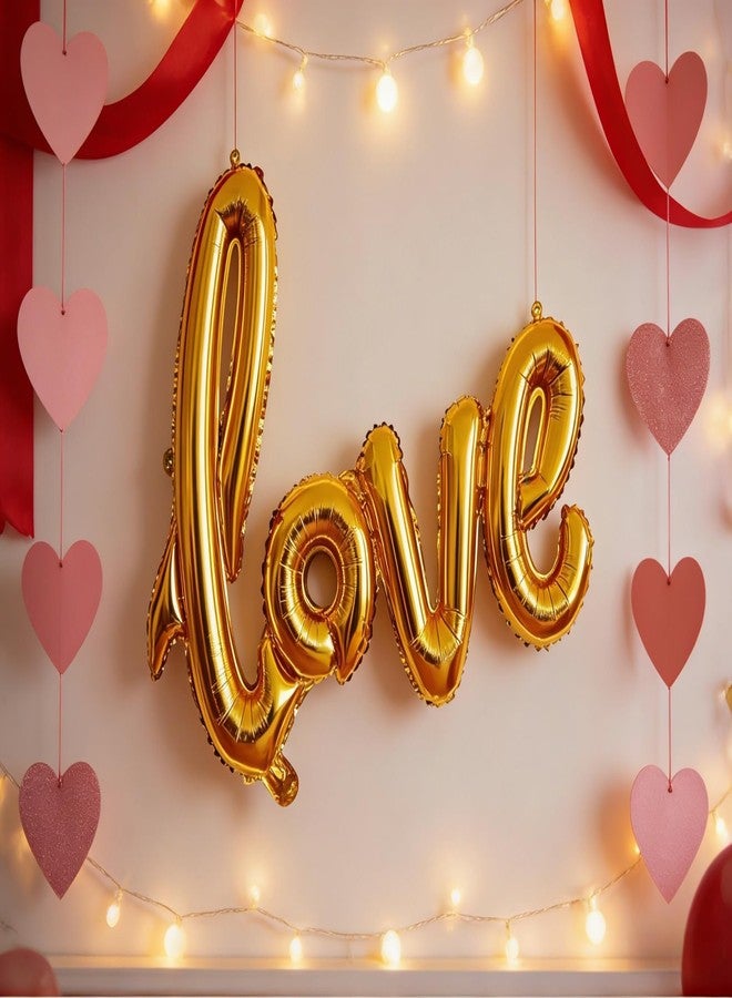 Dzrige 42 Inch Gold Love Balloons 2 Pcs Love Letter Foil Balloons Giant Love Balloons Banner for Romantic Wedding Bridal Shower Birthday Party Valentines Day Gift Decorations - Image 5