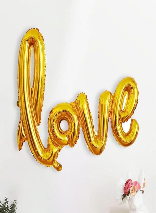 Dzrige 42 Inch Gold Love Balloons 2 Pcs Love Letter Foil Balloons Giant Love Balloons Banner for Romantic Wedding Bridal Shower Birthday Party Valentines Day Gift Decorations - Image 3