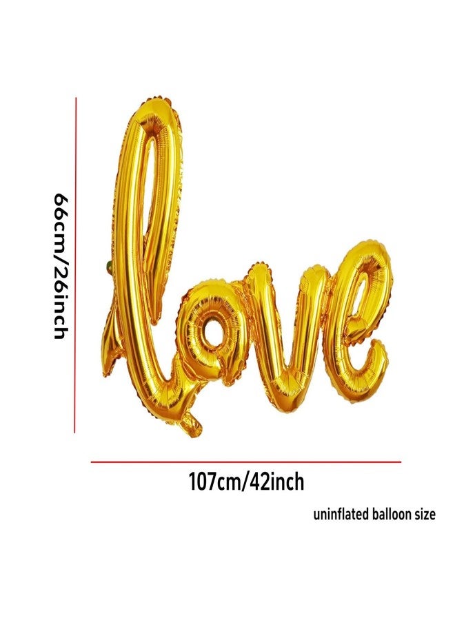 Dzrige 42 Inch Gold Love Balloons 2 Pcs Love Letter Foil Balloons Giant Love Balloons Banner for Romantic Wedding Bridal Shower Birthday Party Valentines Day Gift Decorations - Image 2