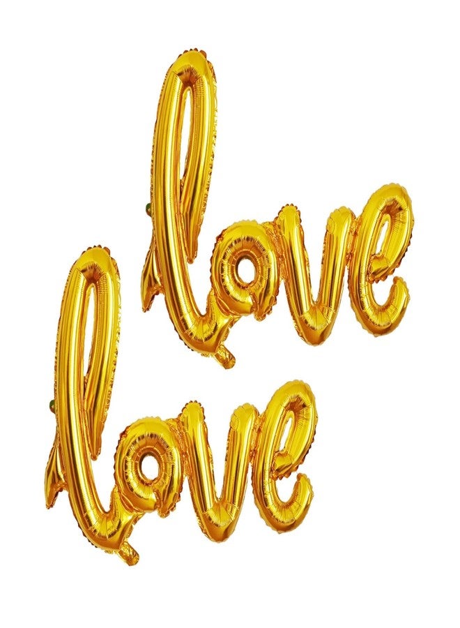 Dzrige 42 Inch Gold Love Balloons 2 Pcs Love Letter Foil Balloons Giant Love Balloons Banner for Romantic Wedding Bridal Shower Birthday Party Valentines Day Gift Decorations - Image 1