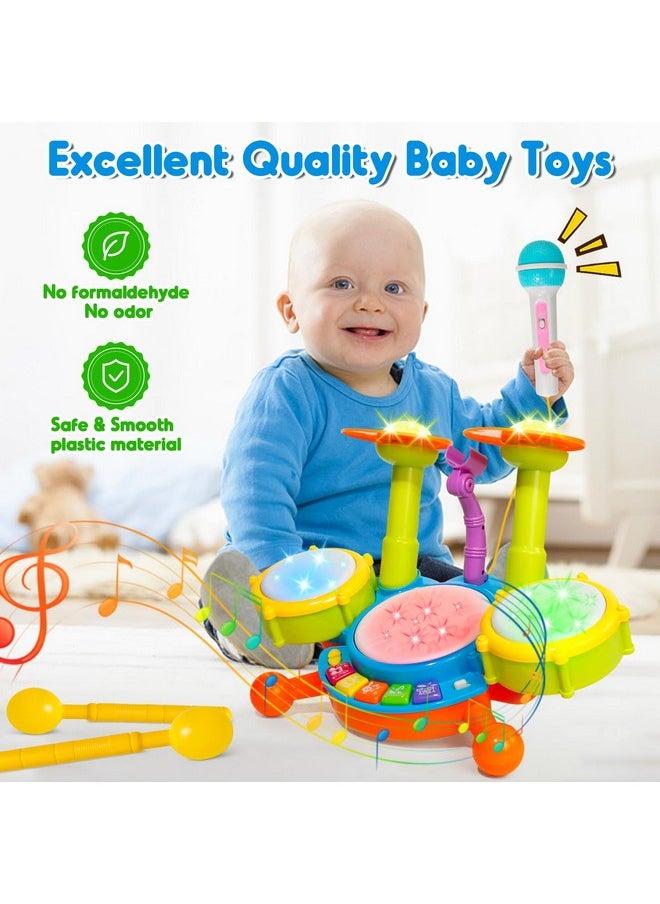 yoptote - Yoptote Kids Drum Set For Toddlers 1-3 Musical Toys For 1 Year Old Boy Gifts Baby Educational Instruments Microphone Piano Light Up Baby Learning Toys 12-18 Months Easter Gift For 1 2 3 Year Old - Image 1