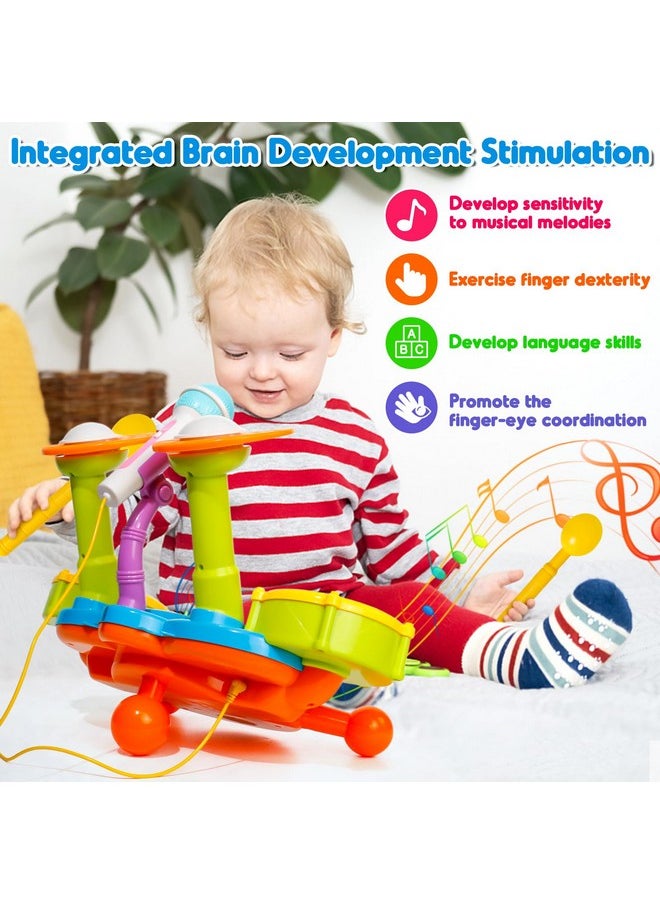 yoptote - Yoptote Kids Drum Set For Toddlers 1-3 Musical Toys For 1 Year Old Boy Gifts Baby Educational Instruments Microphone Piano Light Up Baby Learning Toys 12-18 Months Easter Gift For 1 2 3 Year Old - Image 1