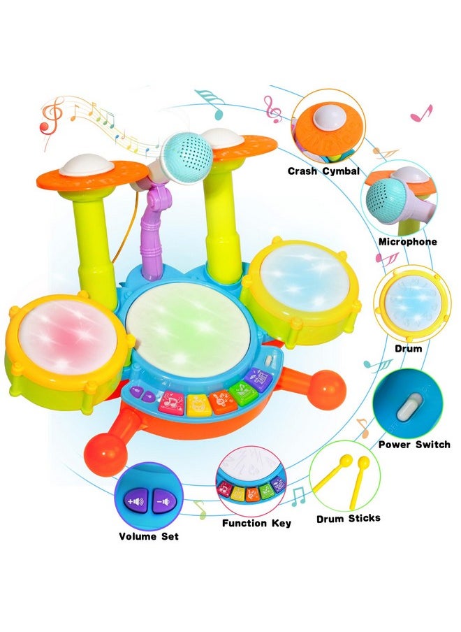 yoptote - Yoptote Kids Drum Set For Toddlers 1-3 Musical Toys For 1 Year Old Boy Gifts Baby Educational Instruments Microphone Piano Light Up Baby Learning Toys 12-18 Months Easter Gift For 1 2 3 Year Old - Image 1