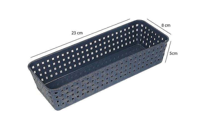 Liza Plastic Small Multipurpose Desk Organizer Tray Office Drawer Dividers Storage Bins for Kitchen, Bathroom, Office, Makeup, Bedroom Dresser, Craft Basket Rack Multicolour (23L × 8W× 5H cm) Set of 6 - Image 2