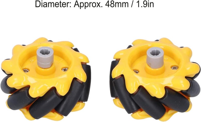 Hyuduo Mecanum Wheel, Smart Robot Car Parts, Robot Wheel Accessories OmniDirectional Wheel, DIY Toy Components, 48mm ABS Rubber((2 Pairs)) - Image 3