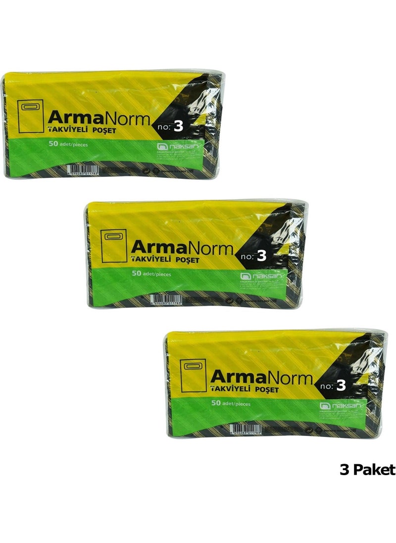 Arma - Naksan Reinforced Thick Patterned Striped Black Bag Sachet Bag - 33X45 Cm. - 3 Packs of 50 Pieces - Image 1