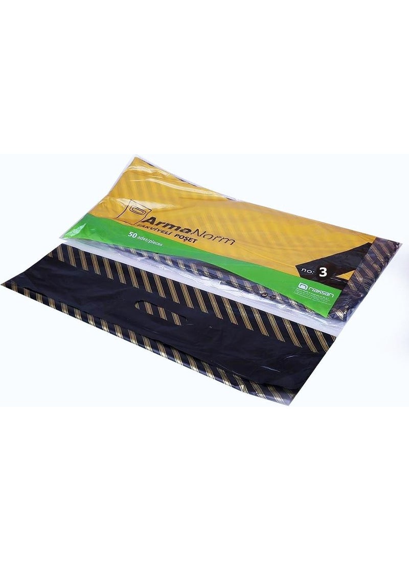 Arma - Naksan Reinforced Thick Patterned Striped Black Bag Sachet Bag - 33X45 Cm. - 3 Packs of 50 Pieces - Image 1