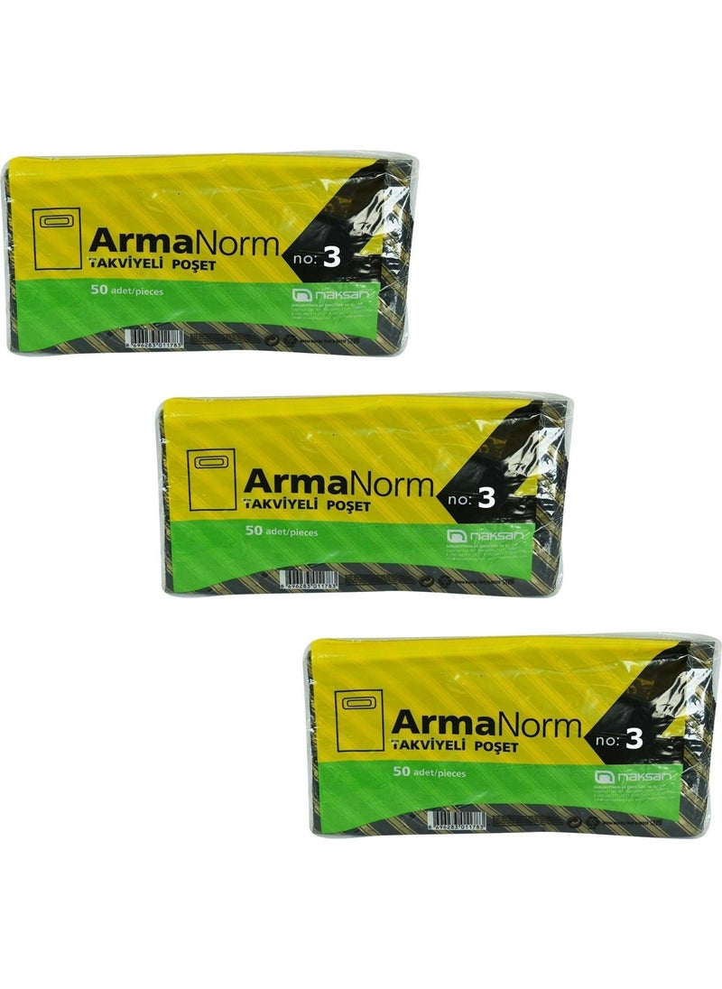 Arma - Naksan Reinforced Thick Patterned Striped Black Bag Sachet Bag - 33X45 Cm. - 3 Packs of 50 Pieces - Image 1